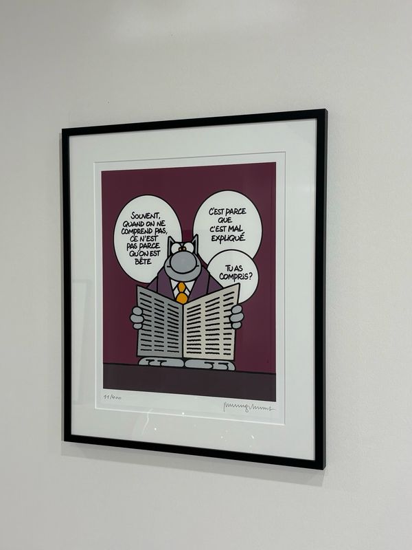 Geluck, le Chat, Sérigraphie encadrée, Je vous ai compris, 400 ex, 63 x 53 cm.