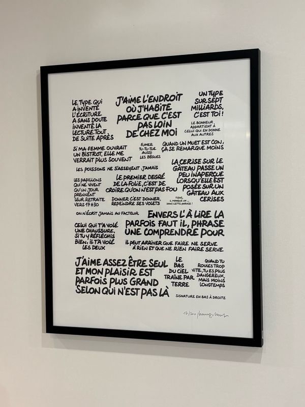 Geluck, Le Chat, Sérigraphie encadrée, Les Mots, L'endroit, 200 ex, 59 x 73 cm.