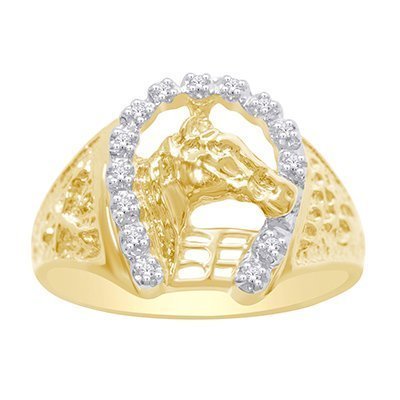 10K 0.05-0.08CT D-RING MEN RDS "HORSE"