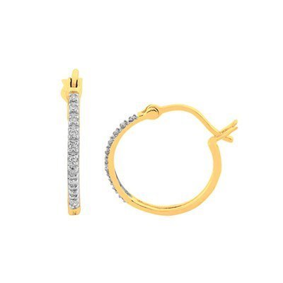 10K 0.05CT D-HOOP EARRING LDS RDS