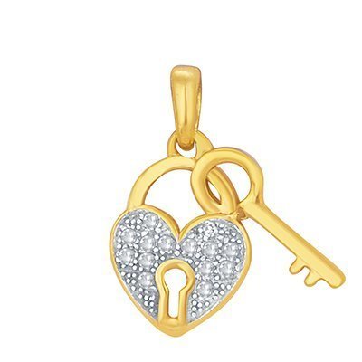 10K 0.05CT D-PENDANT LDS RDS MP "LOCK WITH KEY"