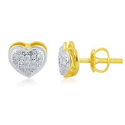 10K 0.10CT D-EARRINGS LDS RDS MP " HEART DOME"