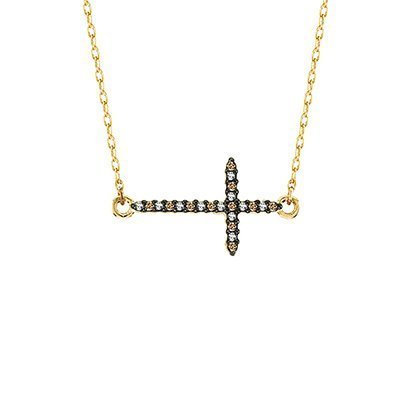 10K 0.10CT D-NECKLACE LDS RDS BRO/WHT