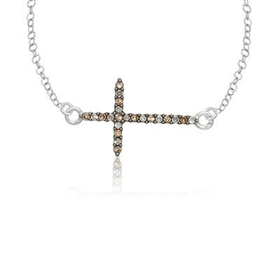 10K 0.10CT D-NECKLACE LDS RDS BRO/WHT