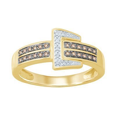 10K 0.14-0.17CT D-RING MEN RDS BRN/WHT