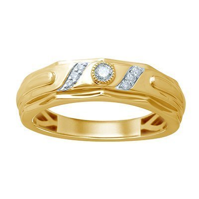 10K 0.14CT D-RING BAND MENS RDS
