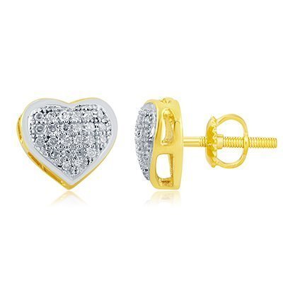 10K 0.15CT D-EARRINGS LDS RDS MP " HEART DOME"