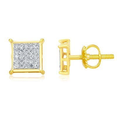 10K 0.15CT D-EARRINGS RDS PAVA SQUARE