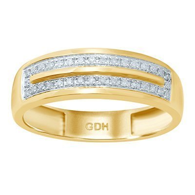 10K 0.17CT D-RING BAND MENS RDS