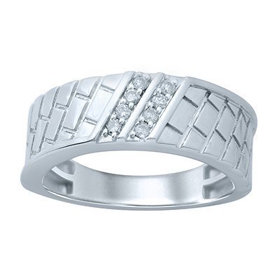 10K 0.17CT D-RING BAND MENS RDS