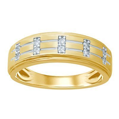 10K 0.18CT D-RING BAND MENS RDS