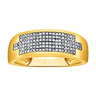 10K 0.19CT D-RING BAND MENS RDS