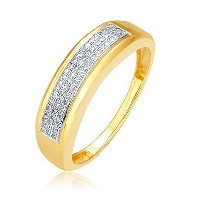 10K 0.20CT D-BAND RING MEN RDS MP "3 ROW"
