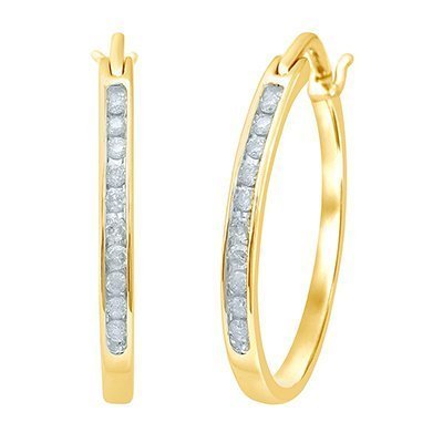 10K 0.23-0.26CT D-EARRING HOOPS LDS RDS