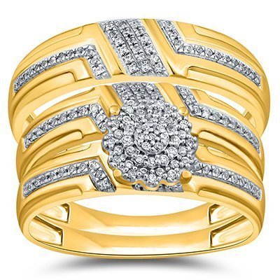 10K 0.33-0.35CT D-TRIO SET RING RDS LDS