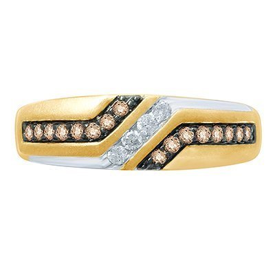 10K 0.38-0.42CT D-RING MEN RDS BRO/WHT