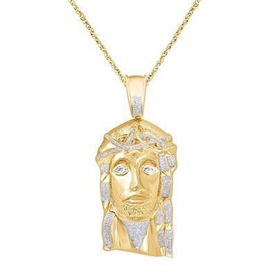 10K 0.41-0.54CT D-PENDANT MEN RDS JESUS HEAD