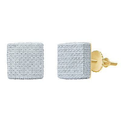 10K 0.54CT D-EARRINGS RDS MP " FLAT CUBE "