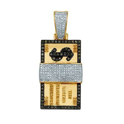 10K 0.65-0.73CT D-PENDANT RDS GRN/WHT - "$100 NOTE"
