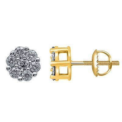 10K 0.98-1.03CT D-EARRING RDS FLOWER