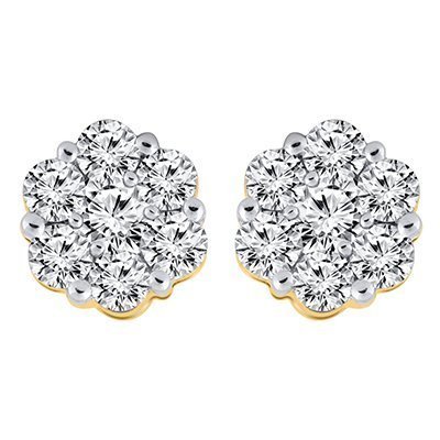 10K 1.52-1.58CT D-EARRING LDS RDS FLOWER