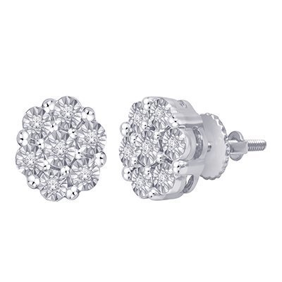 925 SS 0.04-0.06CT D-EARRING RDS FANUC " FLOWER "