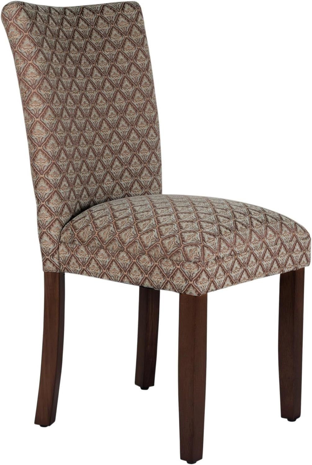 Home Decor |K1136-F662 | Classic Upholstered Parsons Dining Chair | Single Accent Dining Chair, Blue &amp; Brown Damask
