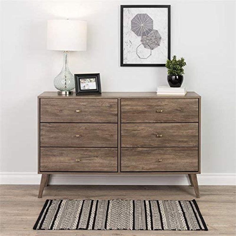 Mid-Century 6-Drawer Dresser, Drifted Gray