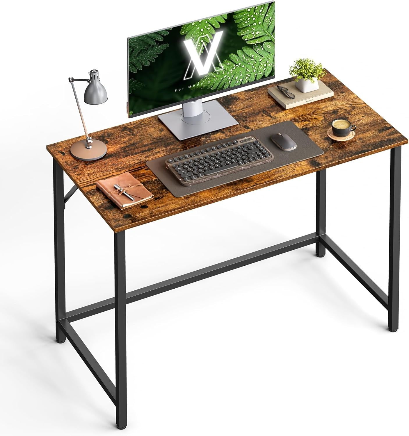 Computer Desk, Gaming Desk, Home Office Desk, for Small Spaces, 19.7 X 39.4 X 29.5 Inches, Industrial Style, Metal Frame, Rustic Brown and Black ULWD41X
