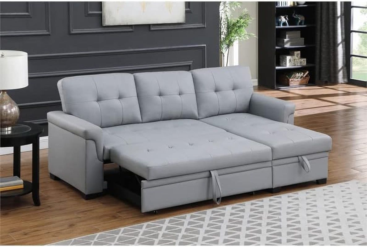 Modern Reversible Sleeper Sectional Sofa with Storage