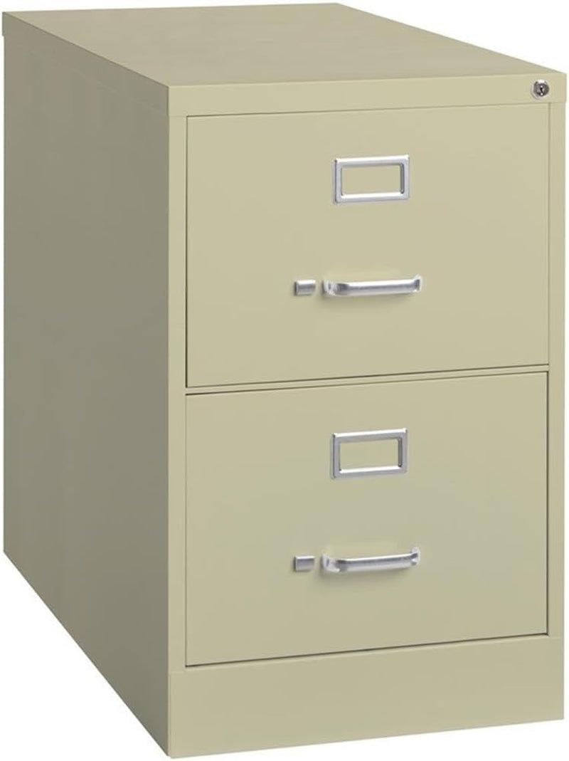 2 Drawers 28.38&quot; Vertical Beige Metal Filing Cabinet Lockable Pre-Assembled Stationary Legal Size for Home, Office