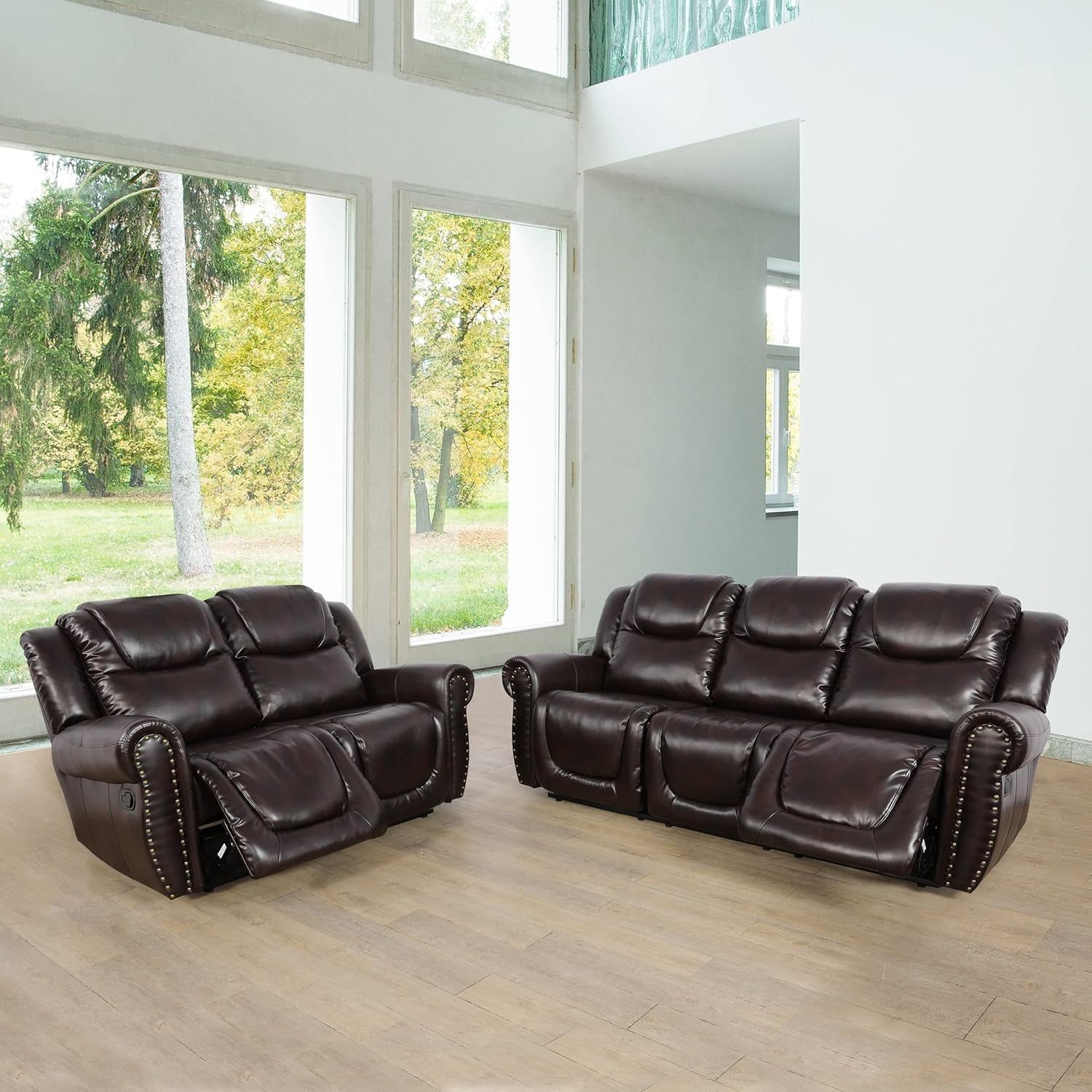 2 Piece Faux Leather Recliner Living Room Set