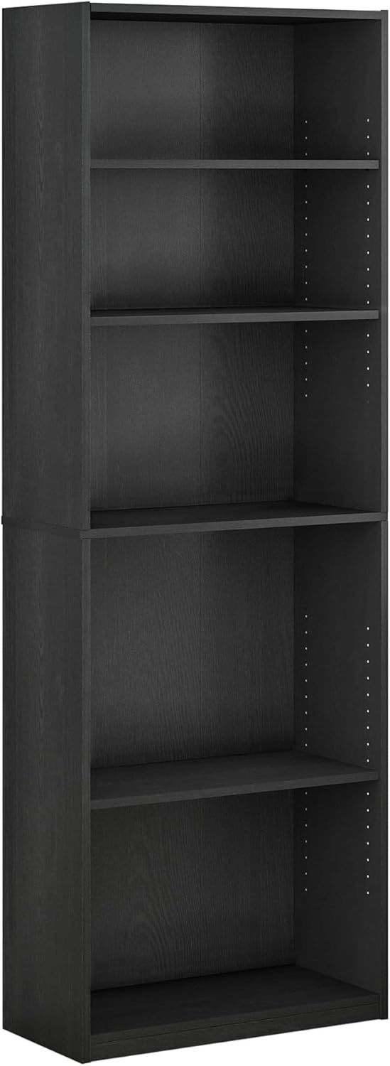 JAYA Simply Home 5-Shelf Bookcase, 5-Tier, Black