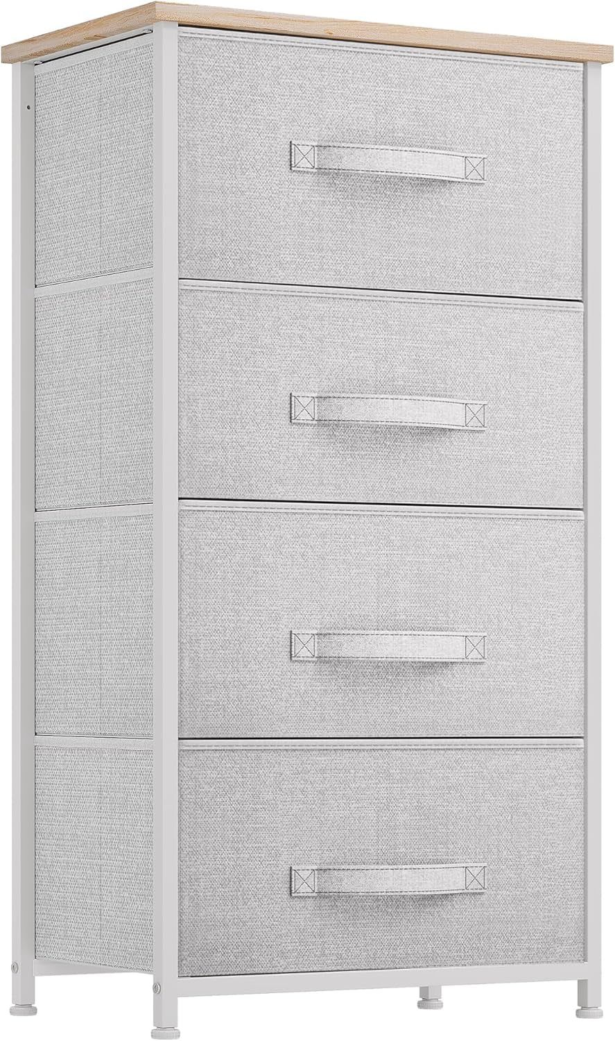 Dresser with 4 Drawers - Fabric Storage Tower, Organizer Unit for Bedroom, Living Room, Hallway, Closets &amp; Nursery - Sturdy Steel Frame