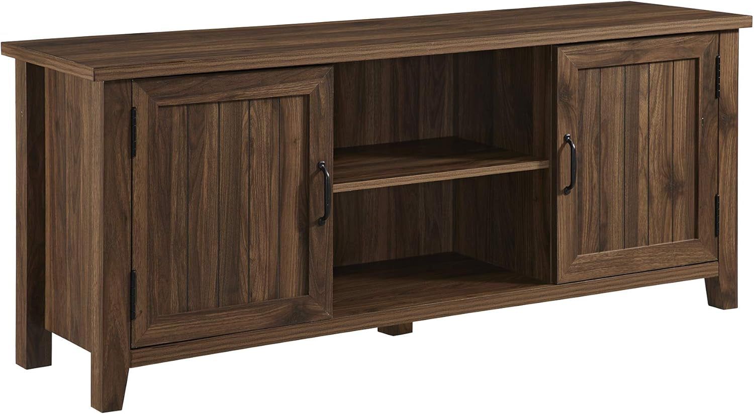 Buren Classic Grooved Door TV Stand for Tvs up to 65 Inches, 58 Inch, Walnut
