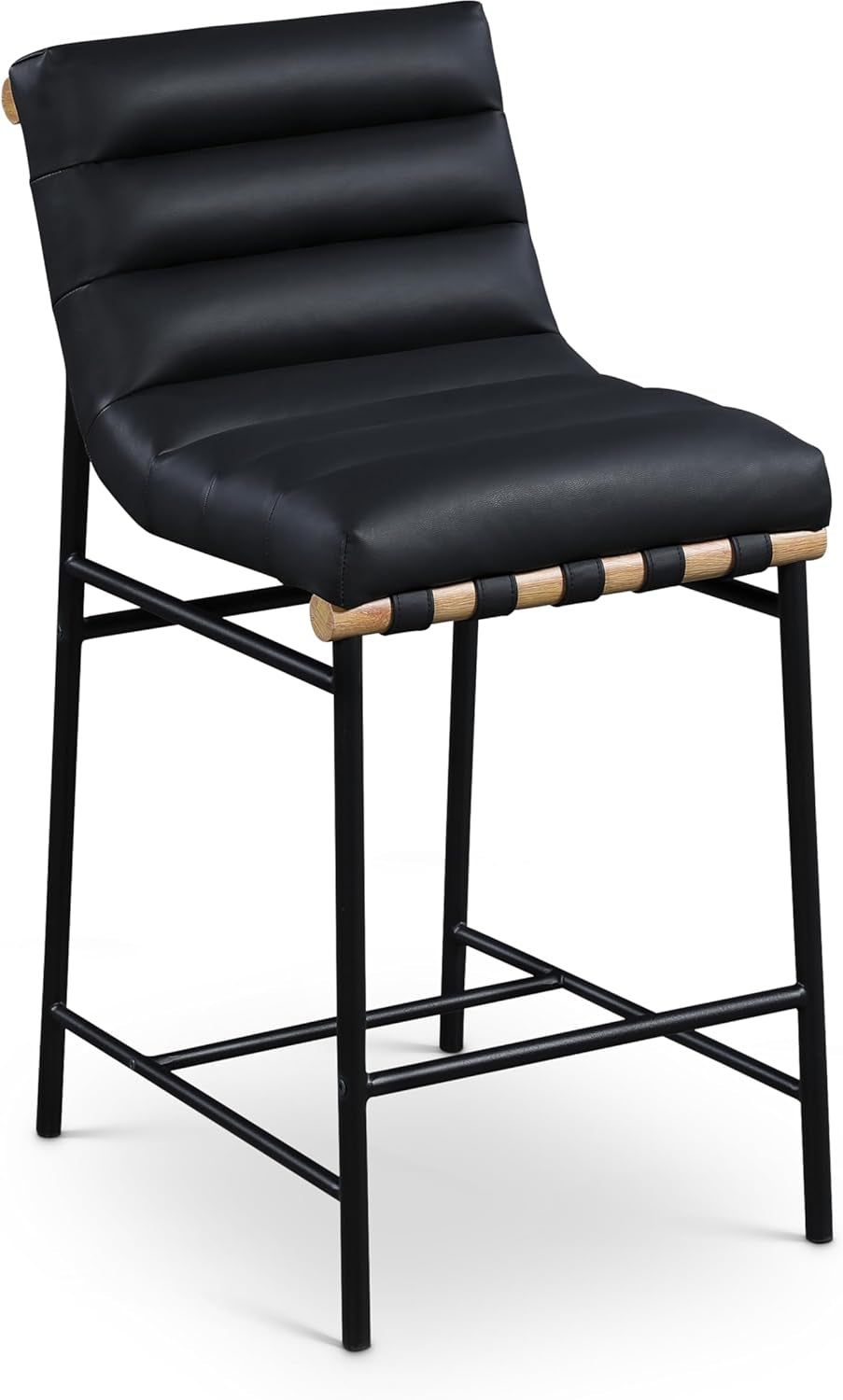 857Black-C Burke Collection Modern | Contemporary Vegan Leather Upholstered Counter Stool, Black, 18&quot; W X 24&quot; D X 37.5&quot; H