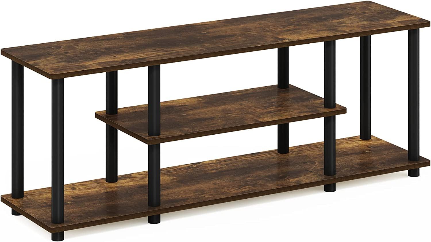 Turn-N-Tube No Tools 3D 3-Tier Entertainment Stand up to 50 Inch TV, Amber Pine/Black