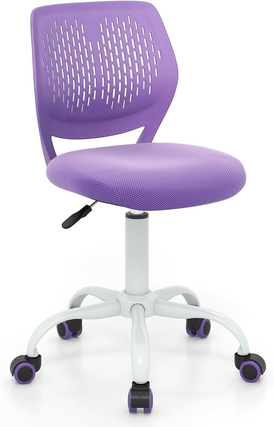 Kids Desk Chair, Adjustable Children Study Chair, Swivel Chair Armless Mesh Task Student Chair, Child Desk Chair with Adjustable Height &amp; Lumbar Support Computer Chair (Purple)