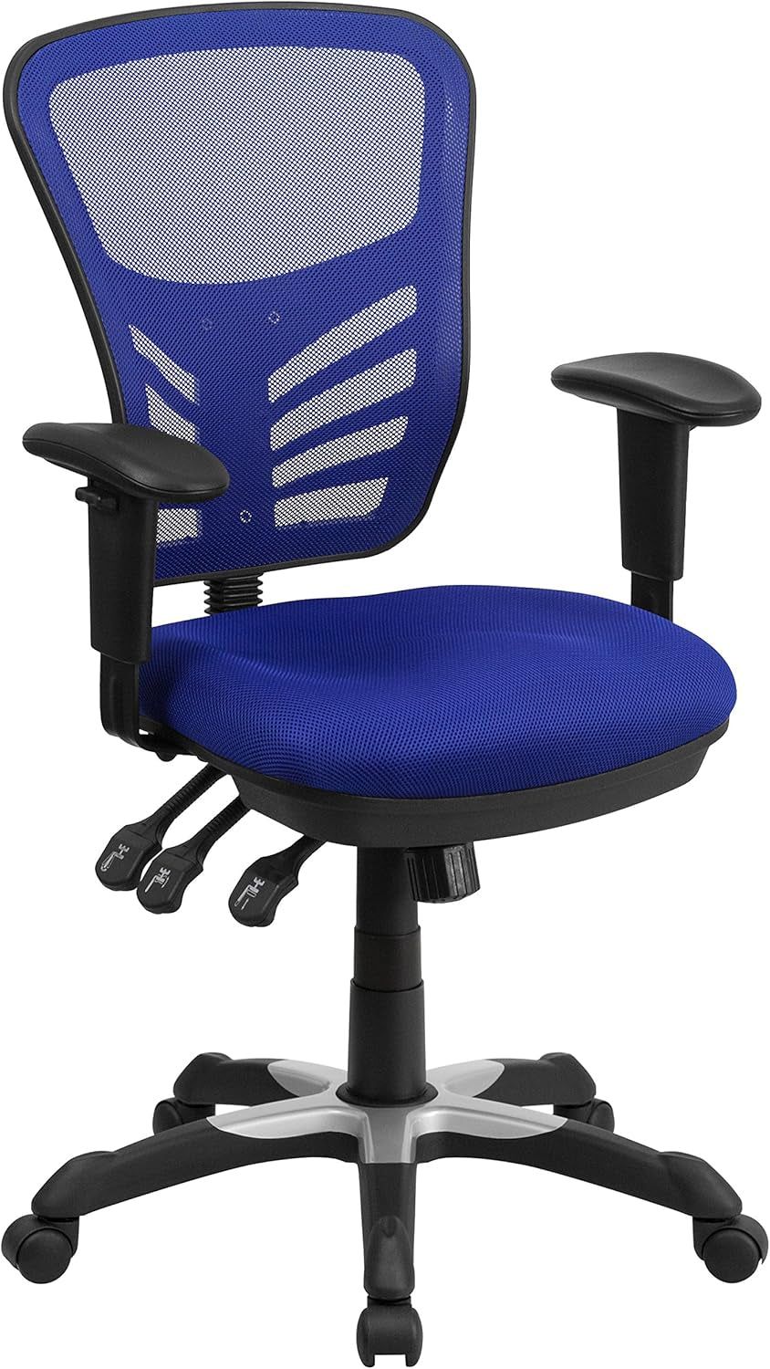 Nicholas Mid-Back Swivel Office and Gaming Chair, Ergonomic Mesh Office Chair with Adjustable Lumbar Support and Height, Blue