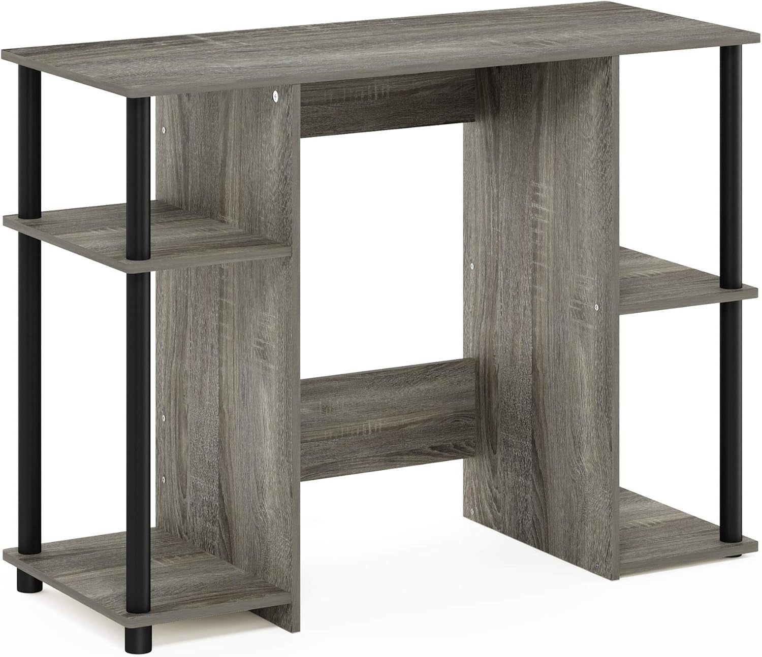 Jaya Computer Study Desk with Open Storage, French Oak Grey/Black