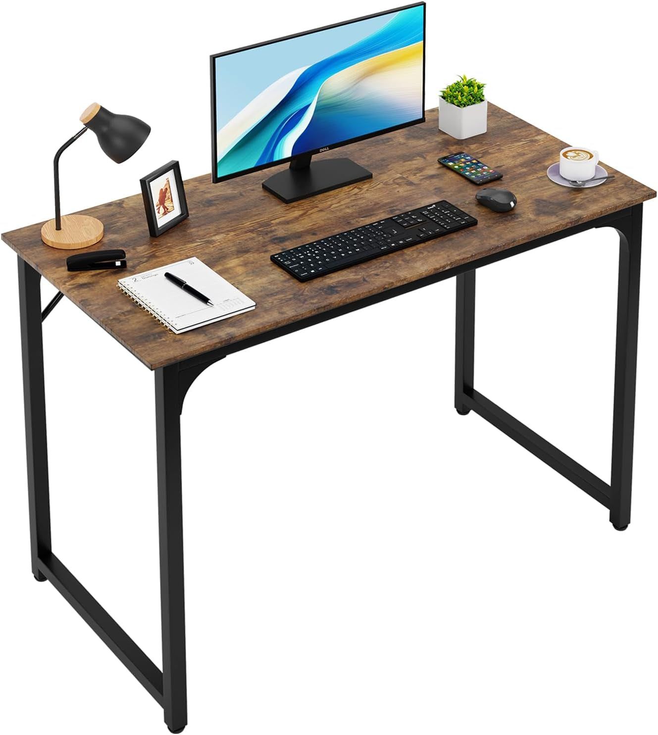 39 Inches Computer Desk, Modern Simple Style Desk for Home Office, Study Student Writing Desk,Brown
