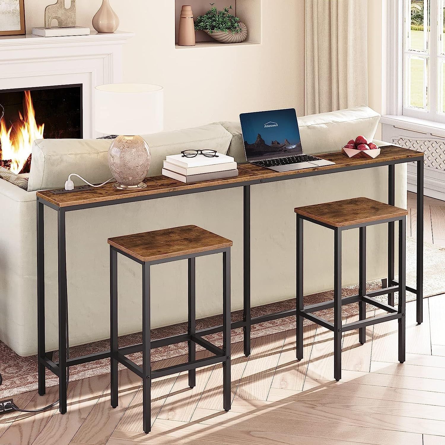 Industrial Console Table with Power and USB