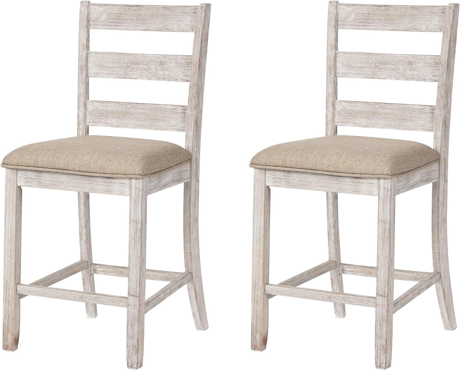 Skempton 24&quot; Counter Height Upholstered Barstool, Set of 2, Antique White
