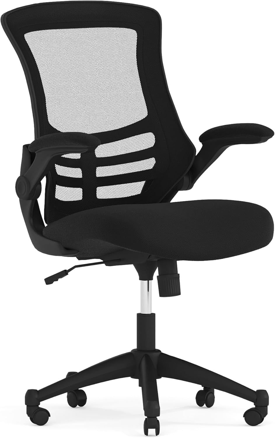 Kelista Mid-Back Swivel Office Chair with Adjustable Seat Height, Ergonomic Mesh Desk Chair with Flip-Up Armrests, Black