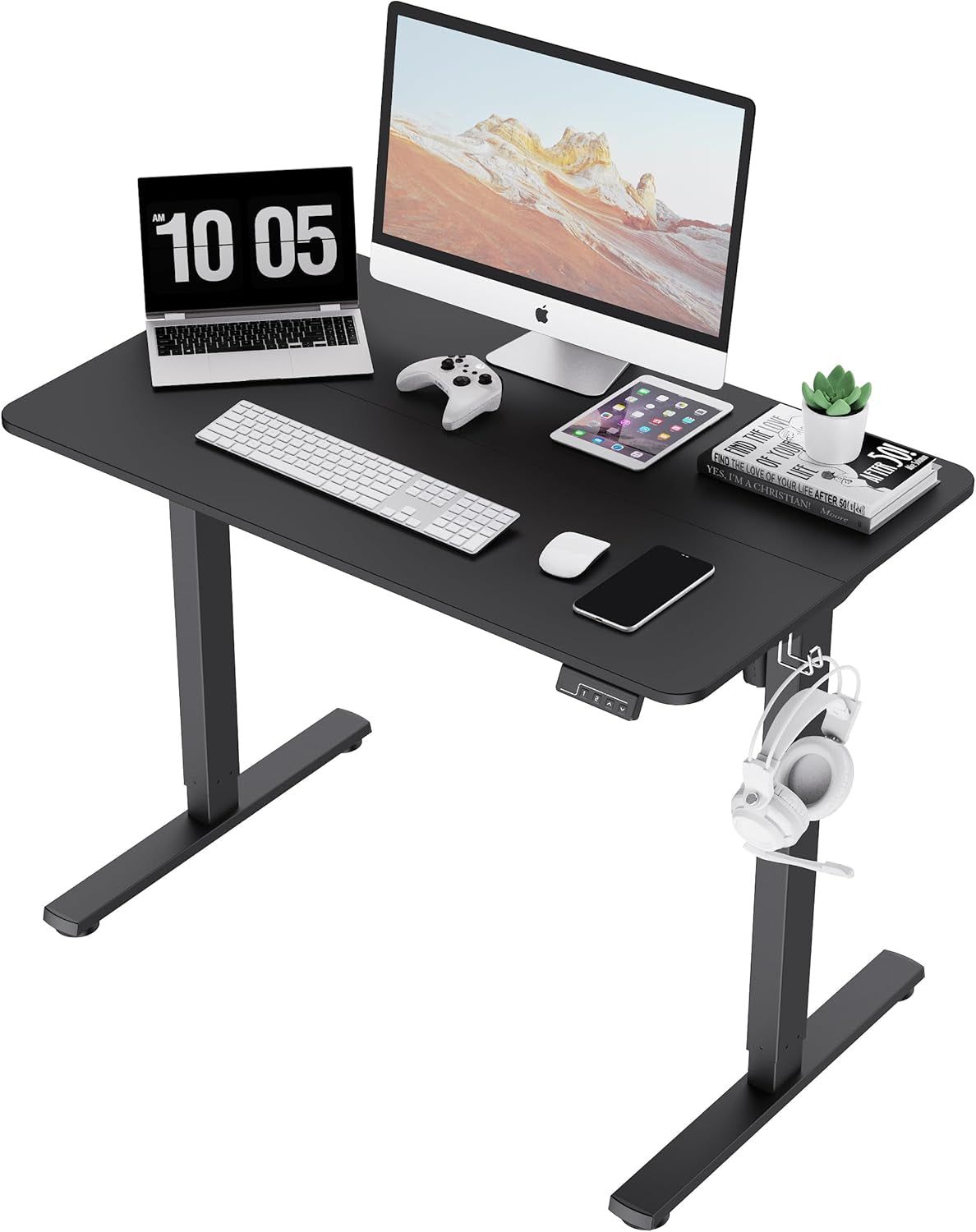 Electric Standing Desk Adjustable Height, Stand up Home Office Desk, 40X24 Inches Sit Stand Desk with Memory Preset, Black