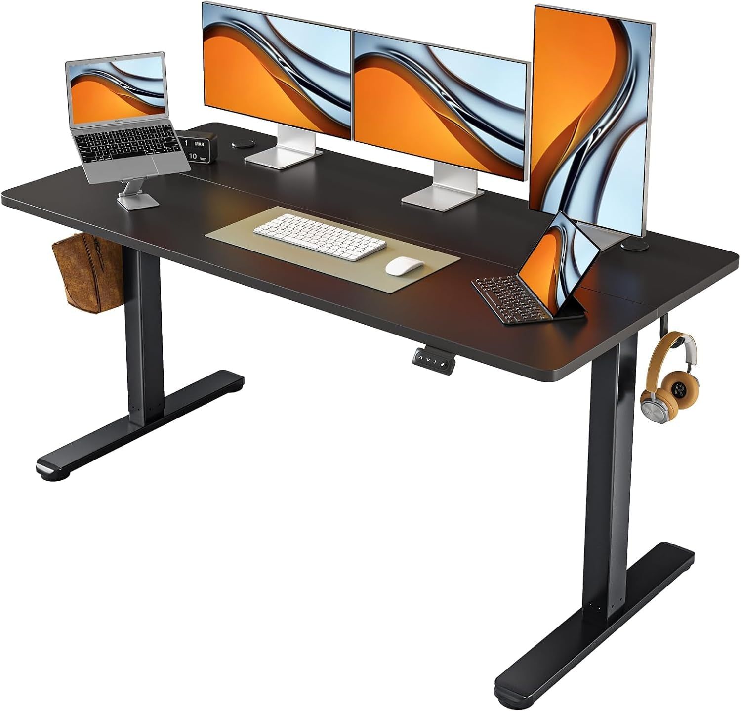 Electric Standing Desk Adjustable Height, 60 X 24 Inch Sit and Stand Desk, Home Office Desk, Ergonomic Workstation Computer Desk, Black