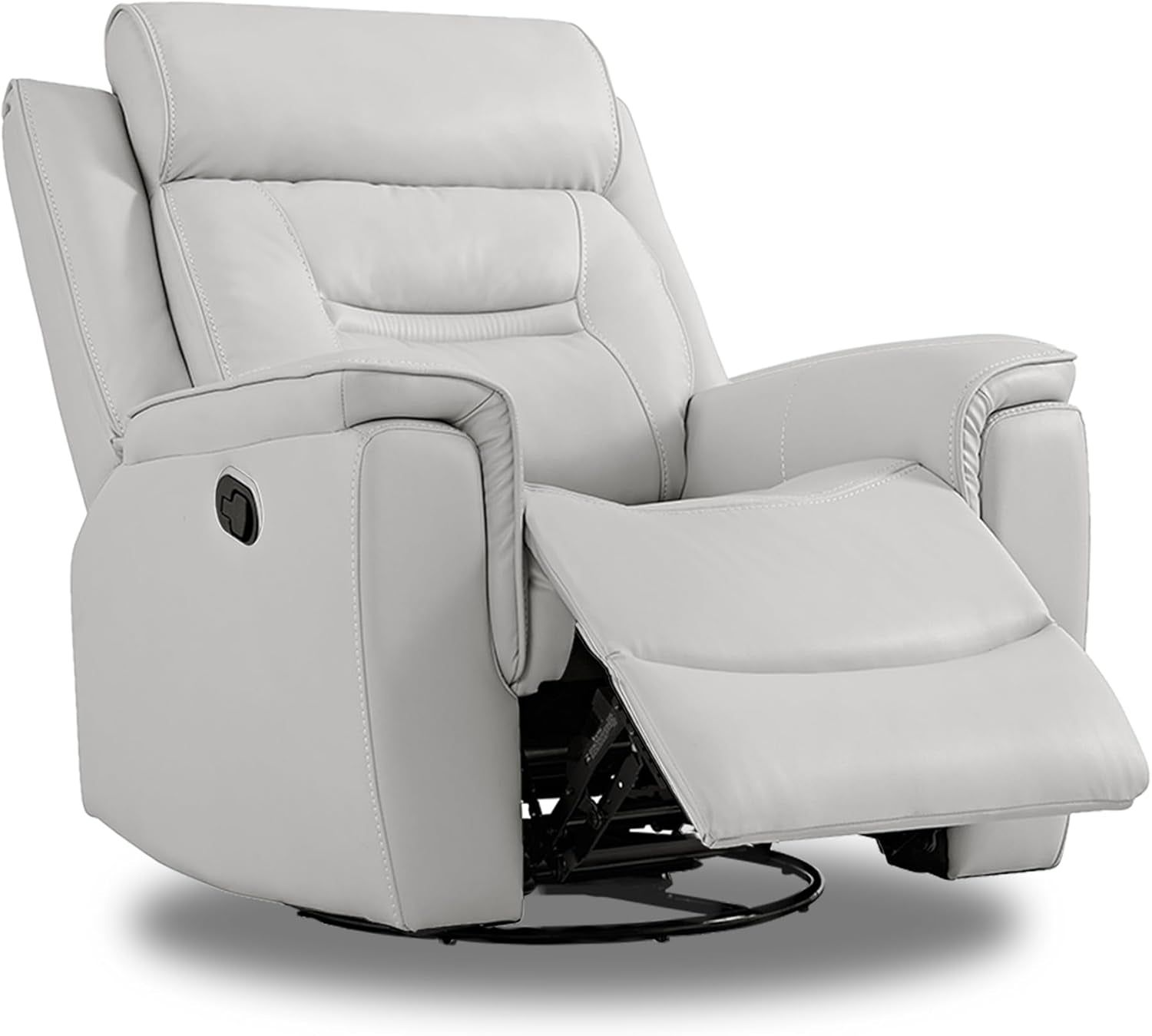 Leather Recliner Chair Faux Swivel Rocker for Adults Manual Sofa for Living Room Bedroom Home Theater Seating,Light Grey