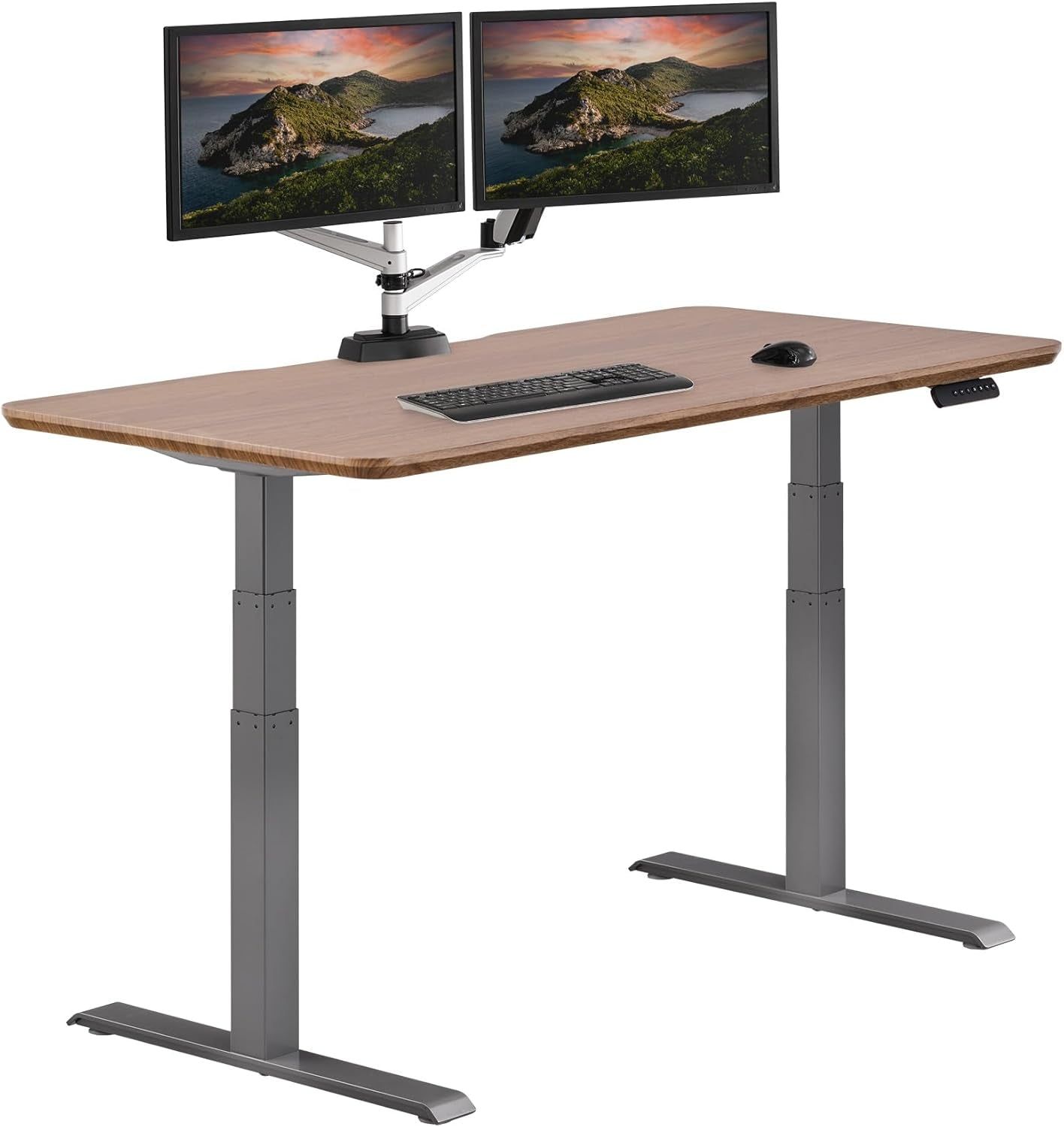 Electric Standing Desk - 60X30 desk, Adjustable Height Stand up Desk - Dual Motor with Memory Presets, Stable T-Style Legs - Home Office Essentials Computer Desk - Walnut