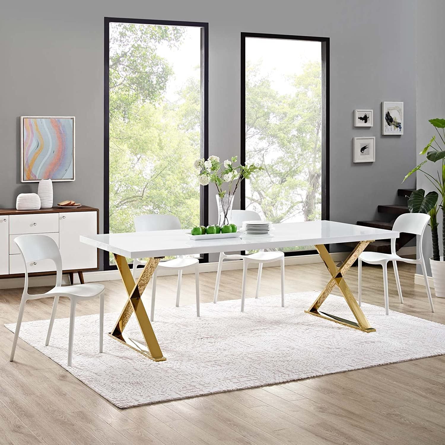 Modern White Gold Sector 87&#39;&#39; Dining Table