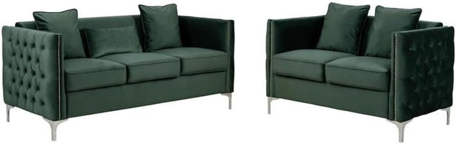 Bayberry Green Velvet Sofa Loveseat Living Room Set